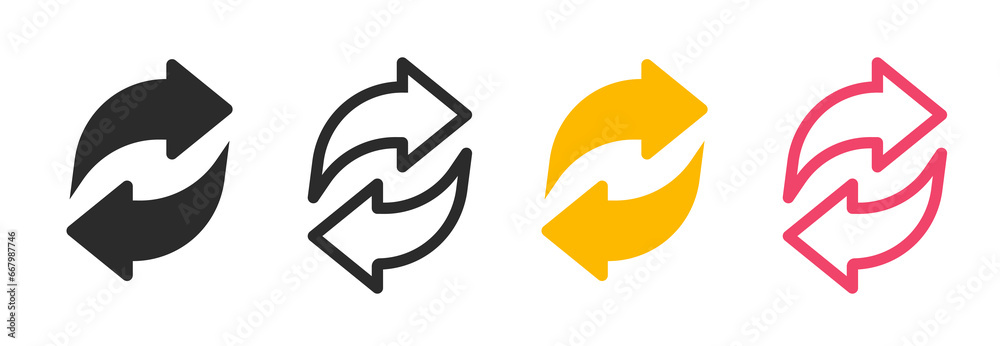 Poster change exchange icon vector pictogram, replace swap rotate button line outline art stroke symbol gra