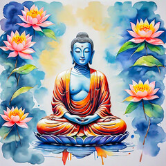 buddha watercolor hand painted. 