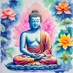 buddha watercolor hand painted. 