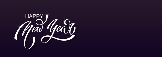 Happy New Year hand lettering calligraphy. Vector holiday illustration element. Typographic element