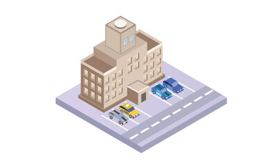 Building school, office, university.on white background.3D design.isometric vector design Illustration.