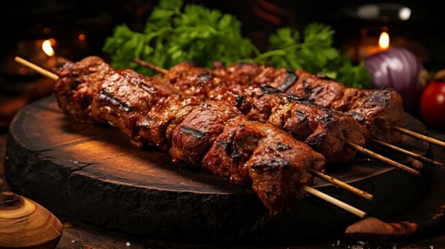 shish kebab on the grill  generated by AI