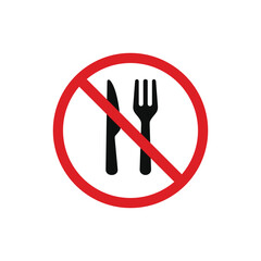 No eating icon symbol. No eating allowed icon isolated on white background
