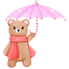 teddy bear with umbrella