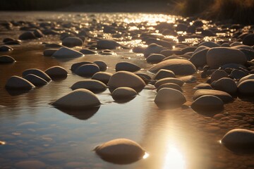 Fototapeta na wymiar stones floating in sunlight. Generative AI