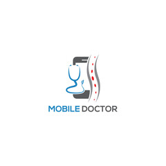 Online smart mobile doctor vector technology logo design template. Stethoscope with mobile phone logo design, mobile phone for health consulting logo design concept.