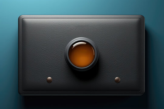 Black button with cup of tea on it. This image can be used for various design projects and promotional materials.