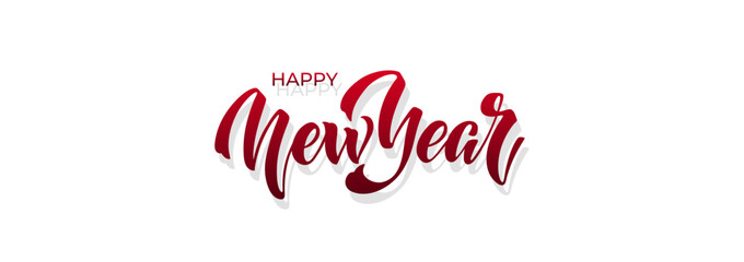 Happy New Year hand lettering calligraphy. Vector holiday illustration element. Typographic element