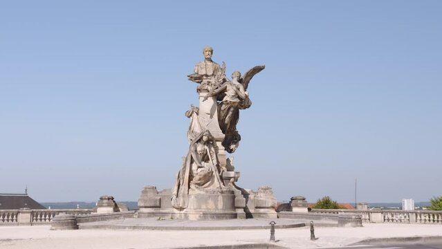 Monumental Statue Carnot In Angoulême, Charente, France. Wide Shot 