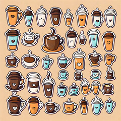 seamless pattern with coffee cups