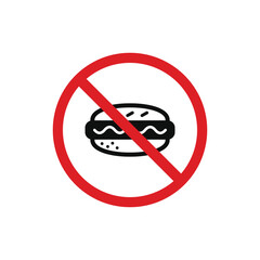 No hot dog allowed icon sign symbol isolated on white background. No food sign symbol