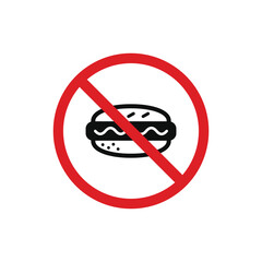 No hot dog allowed icon sign symbol isolated on white background. No food sign symbol