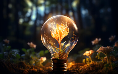 Abstract dynamic explosion of a lightbulb, symbolizing the ignition of fresh, powerful ideas and intense creativity.