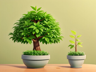 Investment income and growth are represented by a flourishing green tree planted in a pot, symbolizing the fruitful results that can stem from wise financial decisions