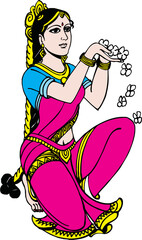 Indian woman welcoming with flower