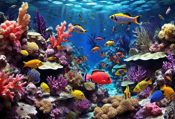 Obraz na płótnie Canvas coral reef and fish HD 8K wallpaper Stock Photographic Image 