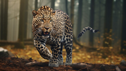 Epic walking Leopard sophistogrey 02 made with generative AI