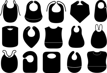 Illustration of different baby bibs isolated on white
