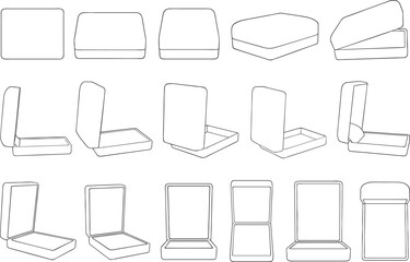 Illustration of different ring boxes isolated on white