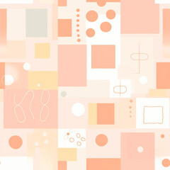 "Peachy Geometric Shapes Pastel Seamless Pattern for Wallpaper, Tile, Fabric
