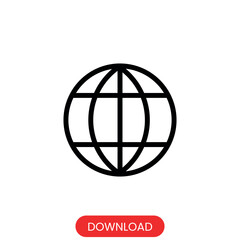 Globe line vector icon. isolated white background