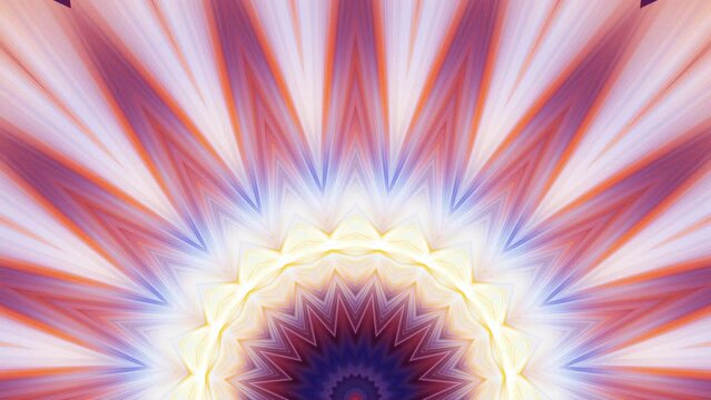Rays, beams, striped waves spreading from bottom centre, growing, diminishing. Energy fluids motion, pulsation and beats. Colorful mirroring patterns changing in semicircle. 4K UHD 4096x2304