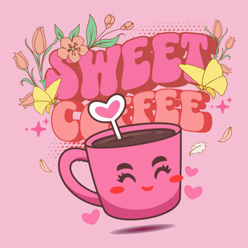 Cute Sweet Coffee Mascot Vector Art, Illustration and Graphic