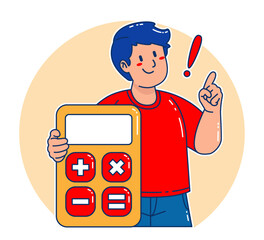 A man carries a calculator