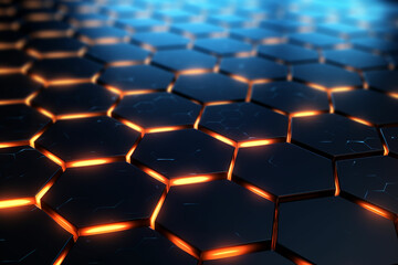 Obraz premium hexagonal background with glowing blue lights