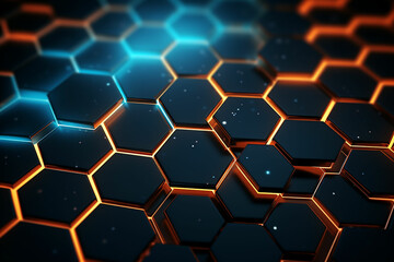 hexagonal background with glowing blue lights