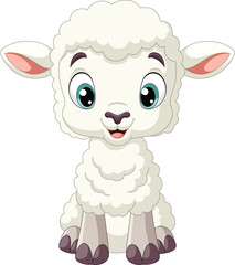 Cartoon funny baby lamb on white background © tigatelu