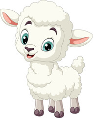 Cartoon funny baby lamb on white background - 668002960