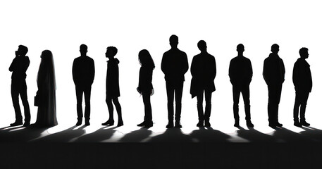Silhouettes of team businees standing people.