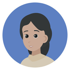 Asian woman avatar. Vector flat illustration. Mother character. Cartoon people design. Suitable for animation, using in web, apps, books, education projects