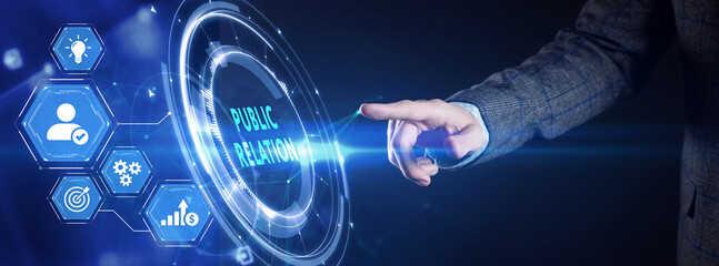 PR Public relations concept. Communication advertising marketing strategy.