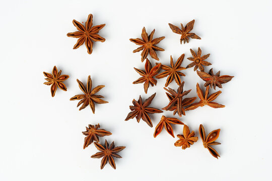 Star anise spice isolated on white background