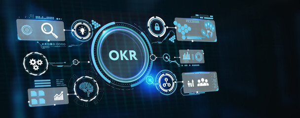 OKR Objectives key results. Business, Technology, Internet and network concept. 3d illustration