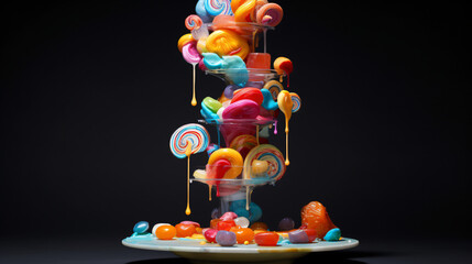 Colorful tower of lollipops
