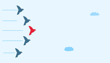 birds flying together.
business creativity new idea discovery innovation technology. The idea of ​​progress, challenge.