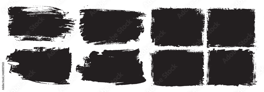 Wall mural black paint brush strokes isolated on a white background