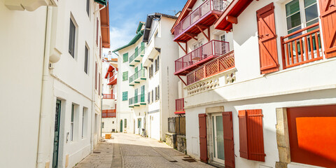 Paved street in the old center of Saint-Jean-de-Luz, France © JeanLuc Ichard
