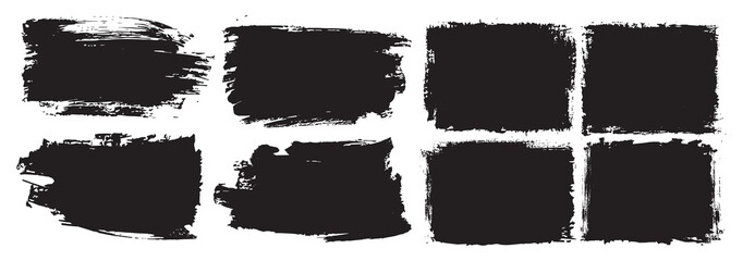 Black paint brush strokes isolated on a white background - obrazy, fototapety, plakaty