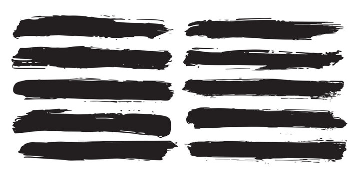 Collection of vector paint brush strokes, black bush stroke 
