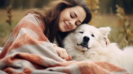 Beautiful woman with pet dog