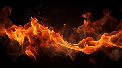 Fototapeta premium fire flame isolated on black background