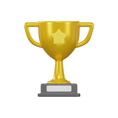 Trophy cup with a star 3d rendering.