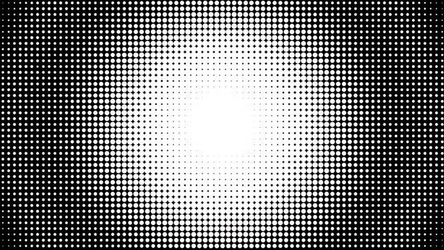 Animated halftone dots. White dots on alpha. Looped.