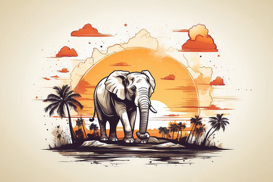 elephant in the desert HD 8K wallpaper Stock Photographic Image 
