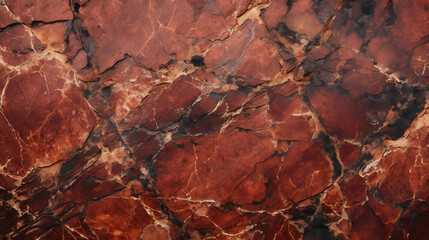 Dark red orange brown rock texture with cracks. Close-up. Rough mountain surface. Stone granite background for design. Nature. generative AI.