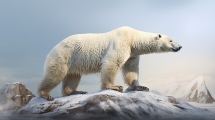 White Polar bear stand on the ice floe. AI generated image